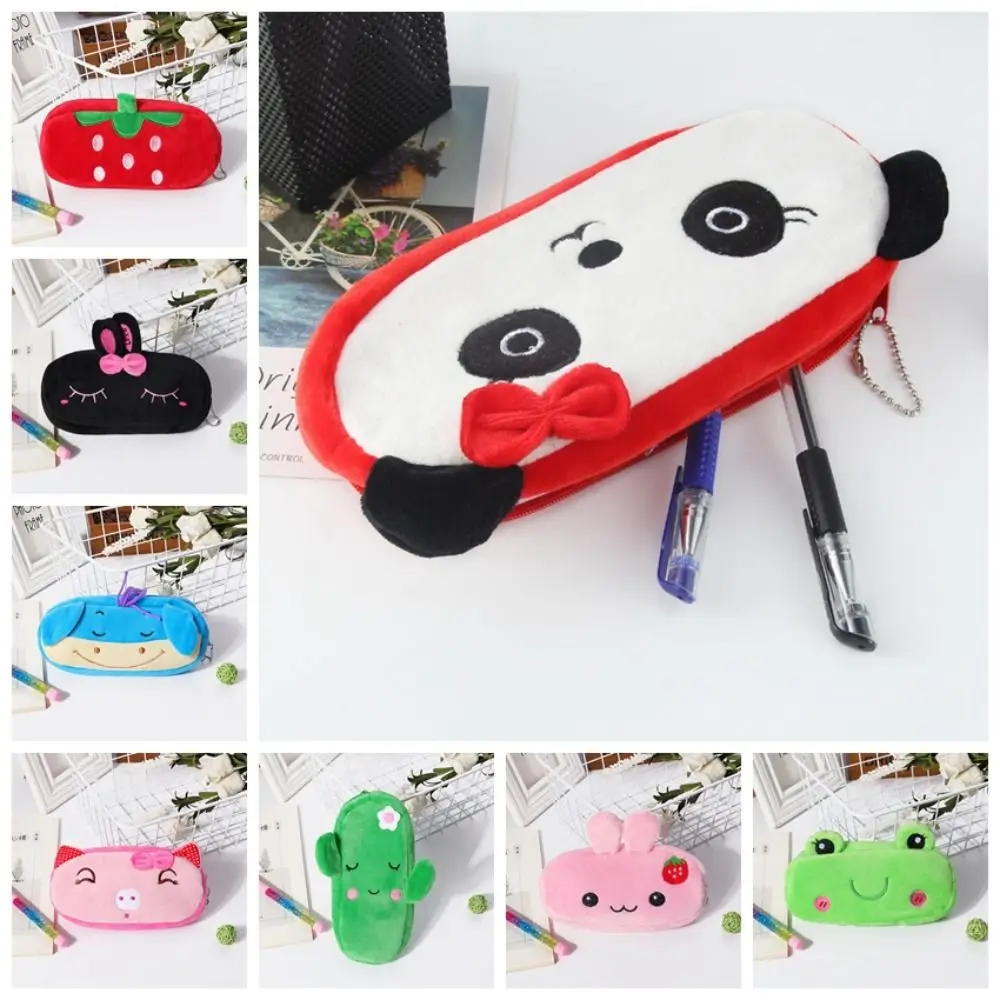 

Zipper Cartoon Plush Pen Bag Pencil Case Large Capacity Panda Kawaii Portable Children Gifts