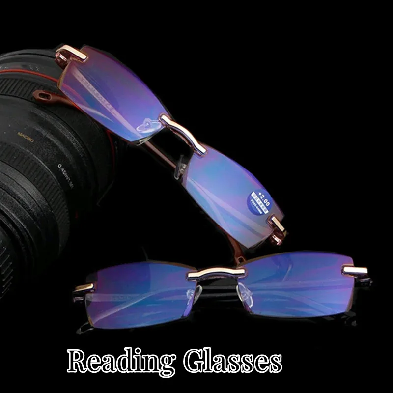 

Rimless Diopter Glasses Unisex Reading Glasses Classic Men Women Anti Blue Light Prescription Eyeglasses Presbyopia Eyewear