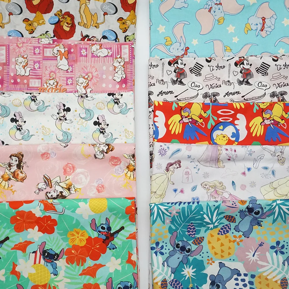 Wdith 110 см Дамбо Минни Микки Лило и Стич хлопчатобумажная ткань Disney для шитья