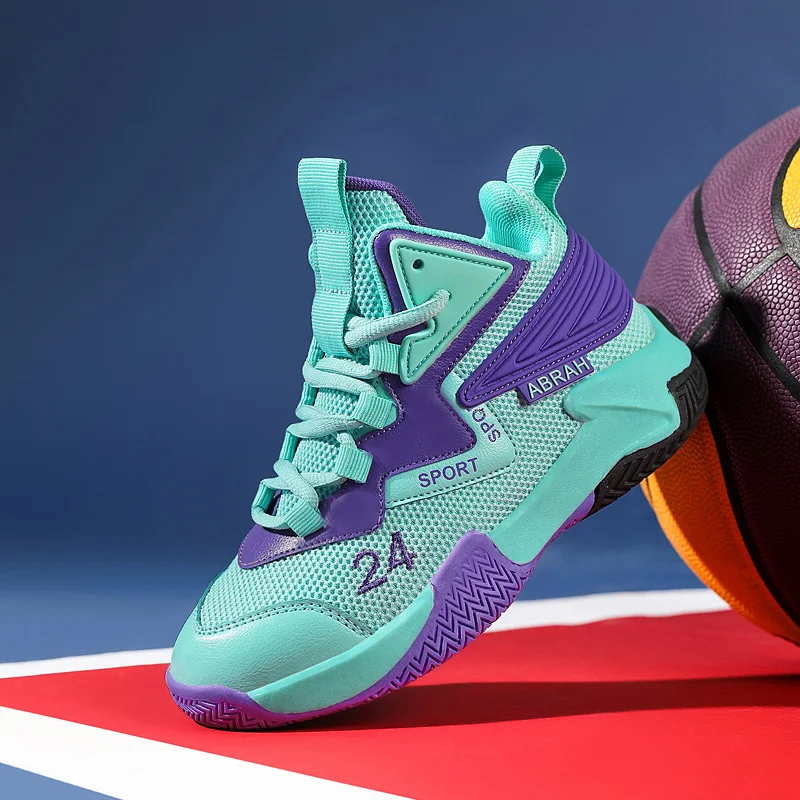 

2023 Spring Kids Sneakers Mesh Children Basketball Shoes Antislip Rubber Sole Boys Sports Running Sneakers Kids Shoes for Girls