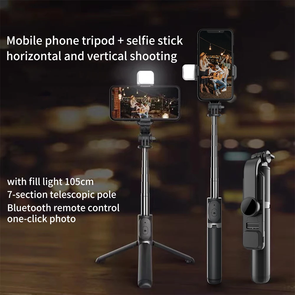 

Foldable Mini Selfie Stick Tripod With Photography Fill Light Mini Wireless Bluetooth 2022 New Style For Ios Android
