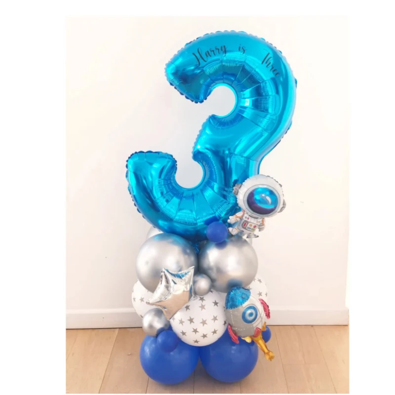 DIY Air Fill Number Balloon - Blue(0-9) Birthday Balloon Sculpture  Blue Birthday Balloon Bomba Para Inflar Globos