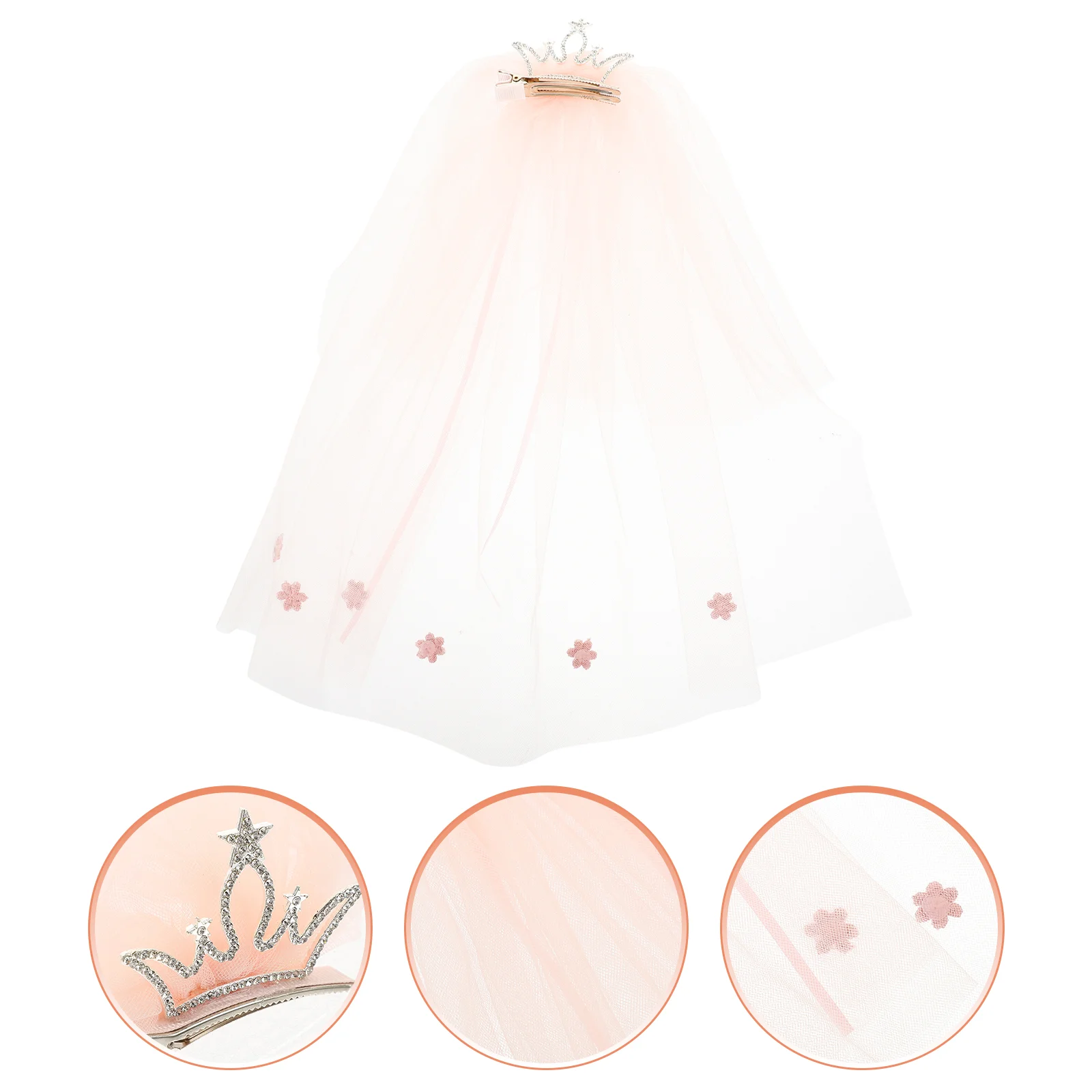 

Детская Фата с гребнем, фата с цветочным рисунком, реквизит для фотосъемки на день рождения, подарок,