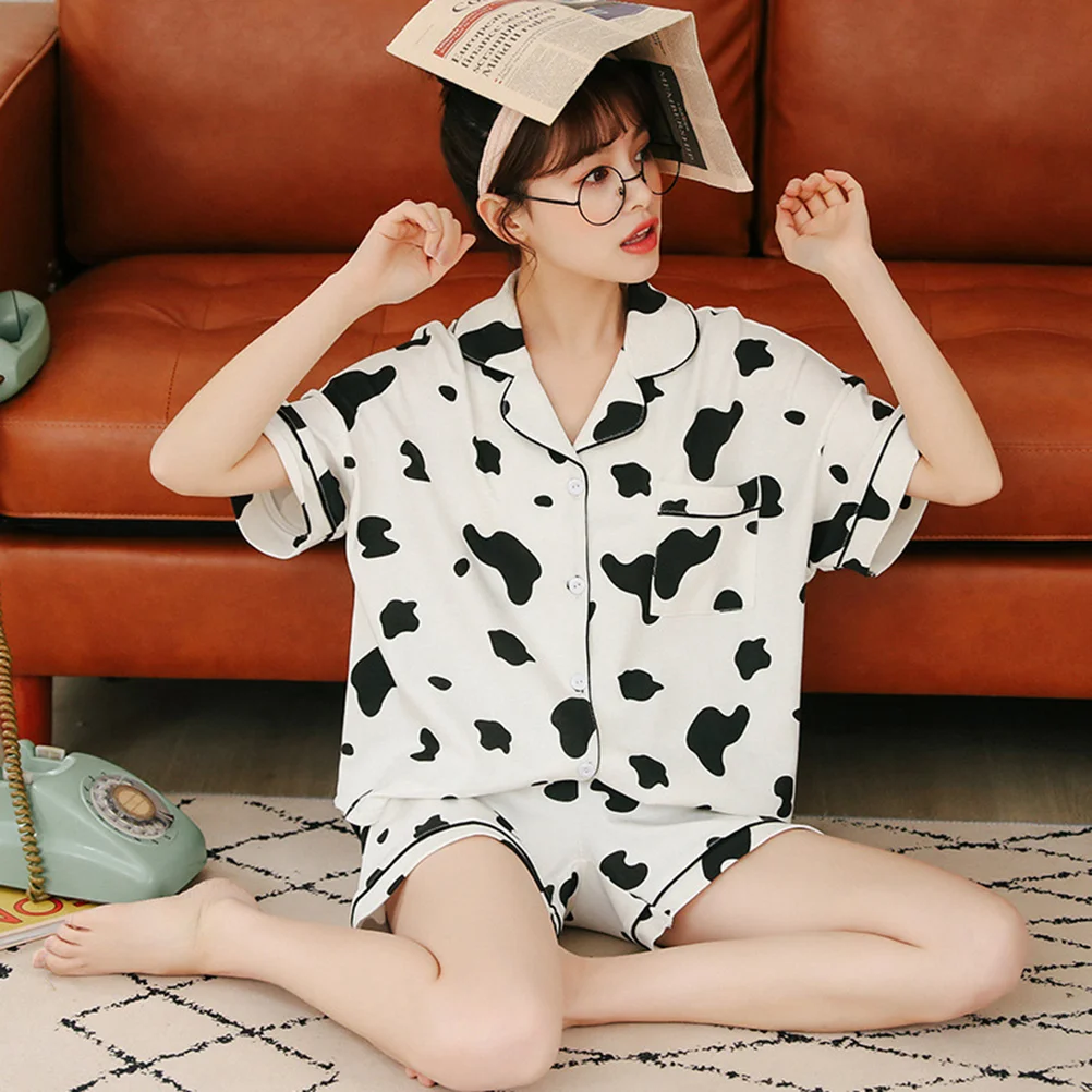 Night Shirts Women Sleepwear New Year Cow Costume Cotton Sleepwear Women Cow Print Accessories Print Sleepwear Womens Comfy Sets
