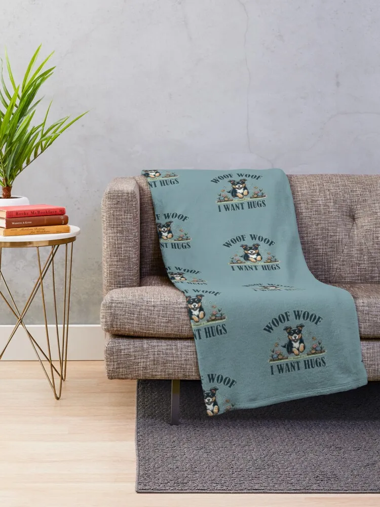 Lancashire Heeler: Woof I Want Hugs Плед Одеяла для диванов Волосатые одеяла