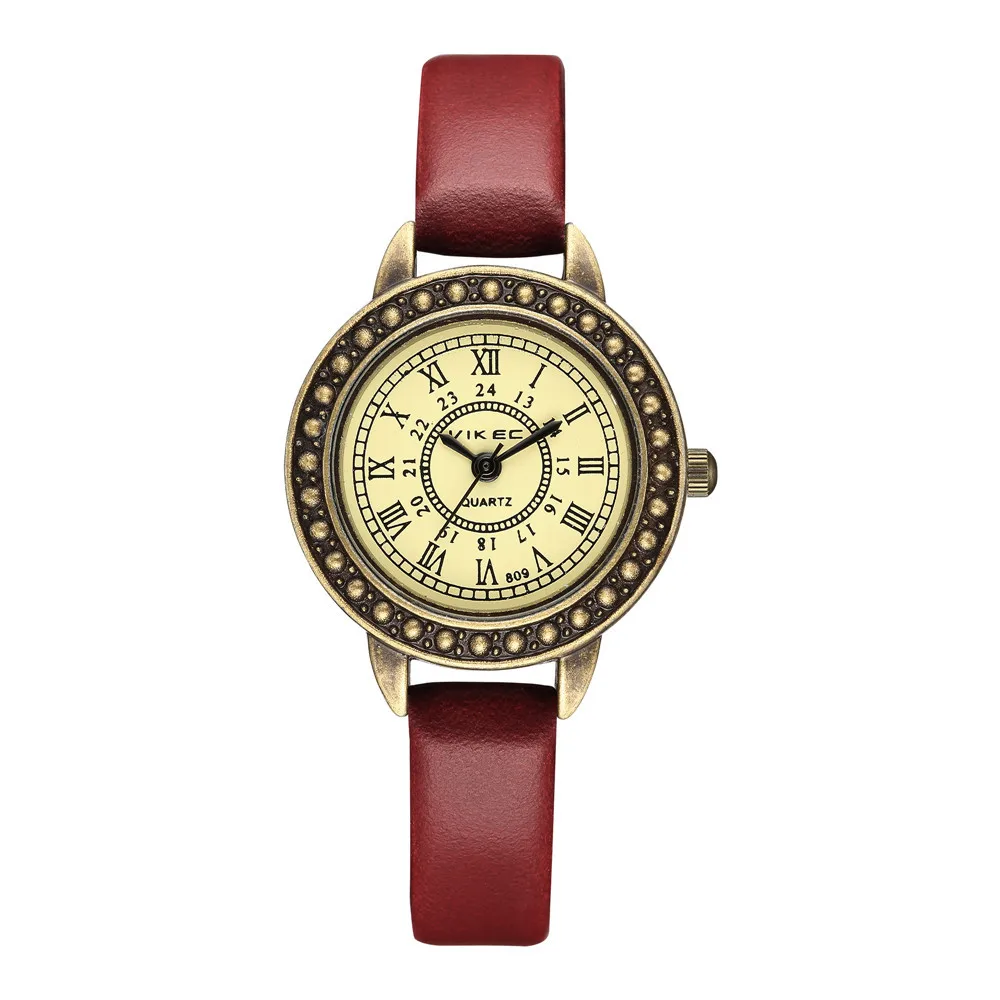 

Часы женские кварцевые с кожаным ремешком, винтажные Ретро-часы с маленьким циферблатом, с тонким кожаным ремешком, с римскими цифрами