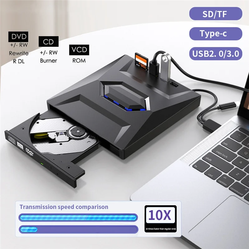 External DVD CD Writer Burner and Player Type C/USB3.0 Drive for PC Laptop Windows