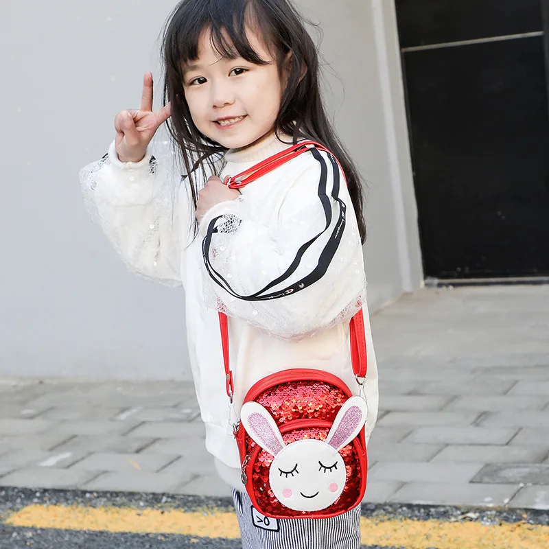 Sequins Bag for Kids Girl Mini Backpack Korean Baby Cute Side Shoulder Bag Dual-use Cartoon Crossbody Bag Kindergarten Schoolbag