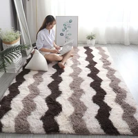 fluffy hairy carpet in the living room stripe soft bedside rugs for bedroom modern home decor childrens bed down foot mats