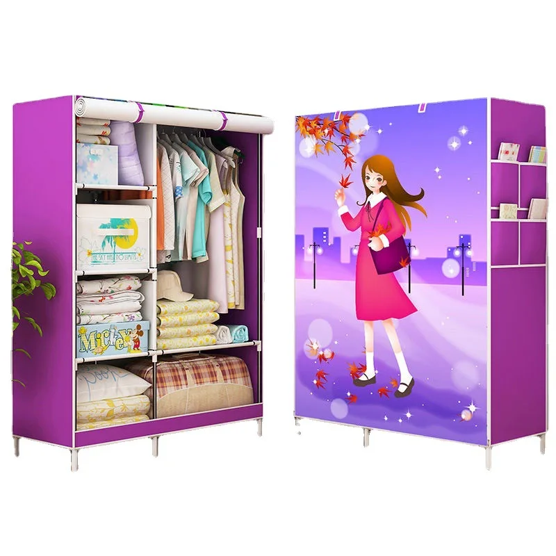 

Simple Wardrobe Dormitory Student Non-Woven Folding Cloth Wardrobe Large Combination Folding Closet Beautiful Furniture