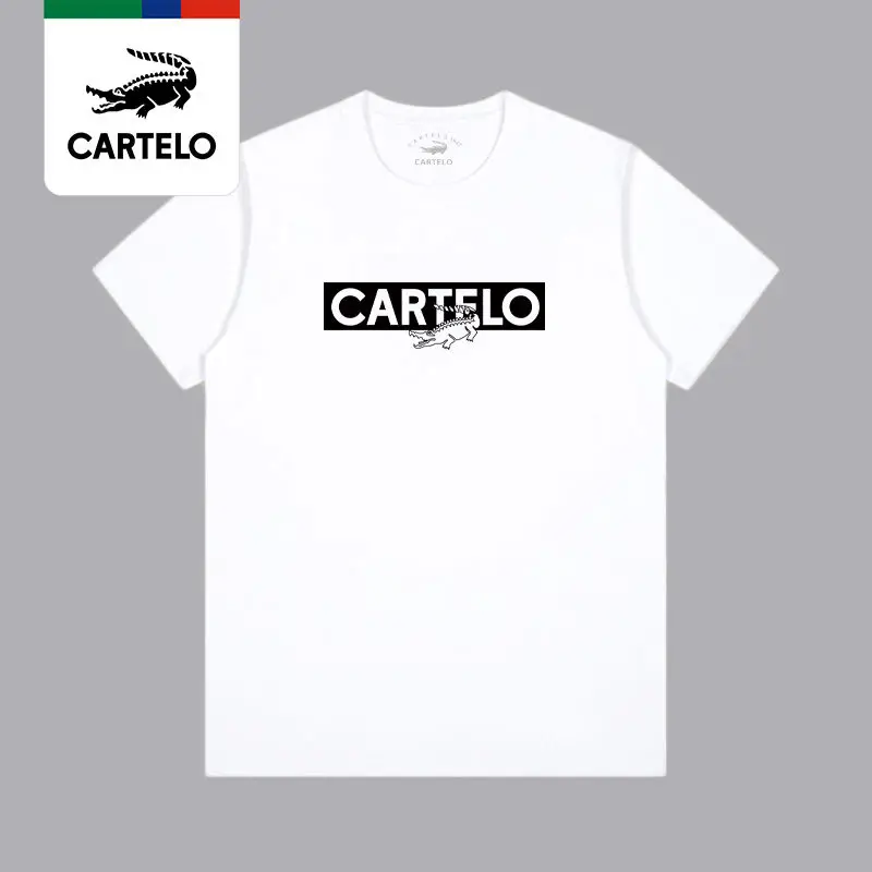 CARTELO Unisex Tees Men's Letter Printed Round Neck Short Sleeve All-match T-shirt S-4XL