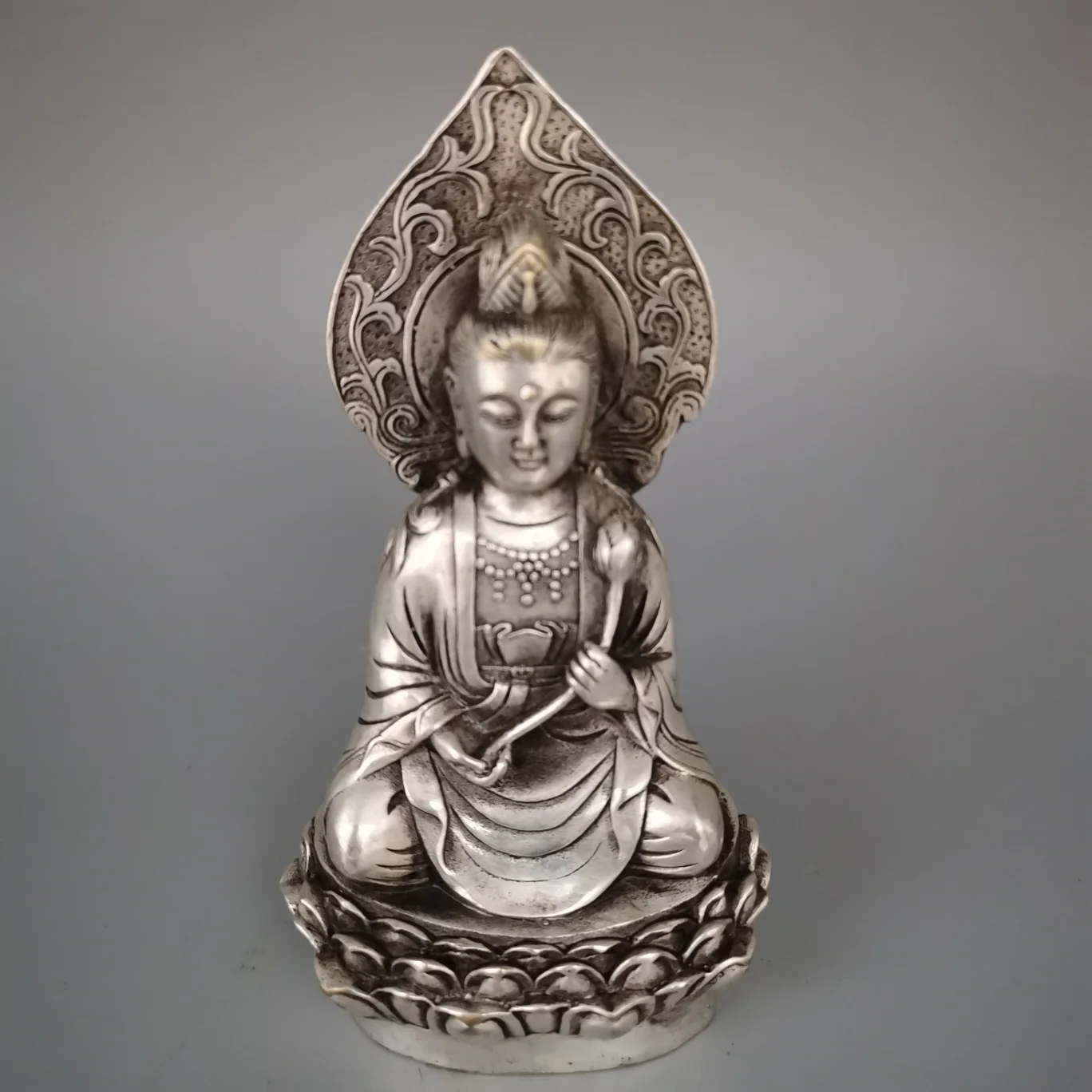 

Собирайте китайскую проработку, статуя Cupronickel благоприятный «Гуаньинь Будда», металлические поделки, украшение для дома #2
