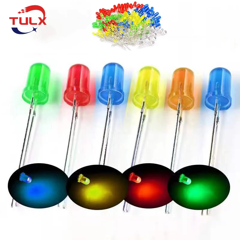 

100Pcs 3mm LED Diode Kit Light Emitting Warm White Red Blue Green UV Orange Yellow Pink Color Bulb Lamp Set 3V PCB Assortment