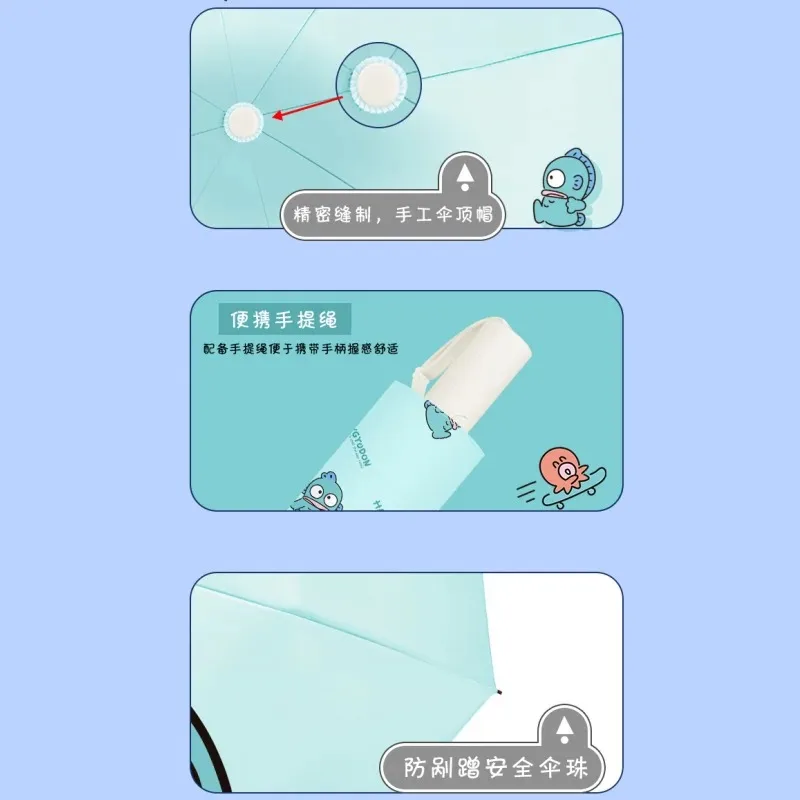 Sanrio Cinnamoroll черный солнцезащитный зонт с лентой Pochacco милый водонепроницаемый