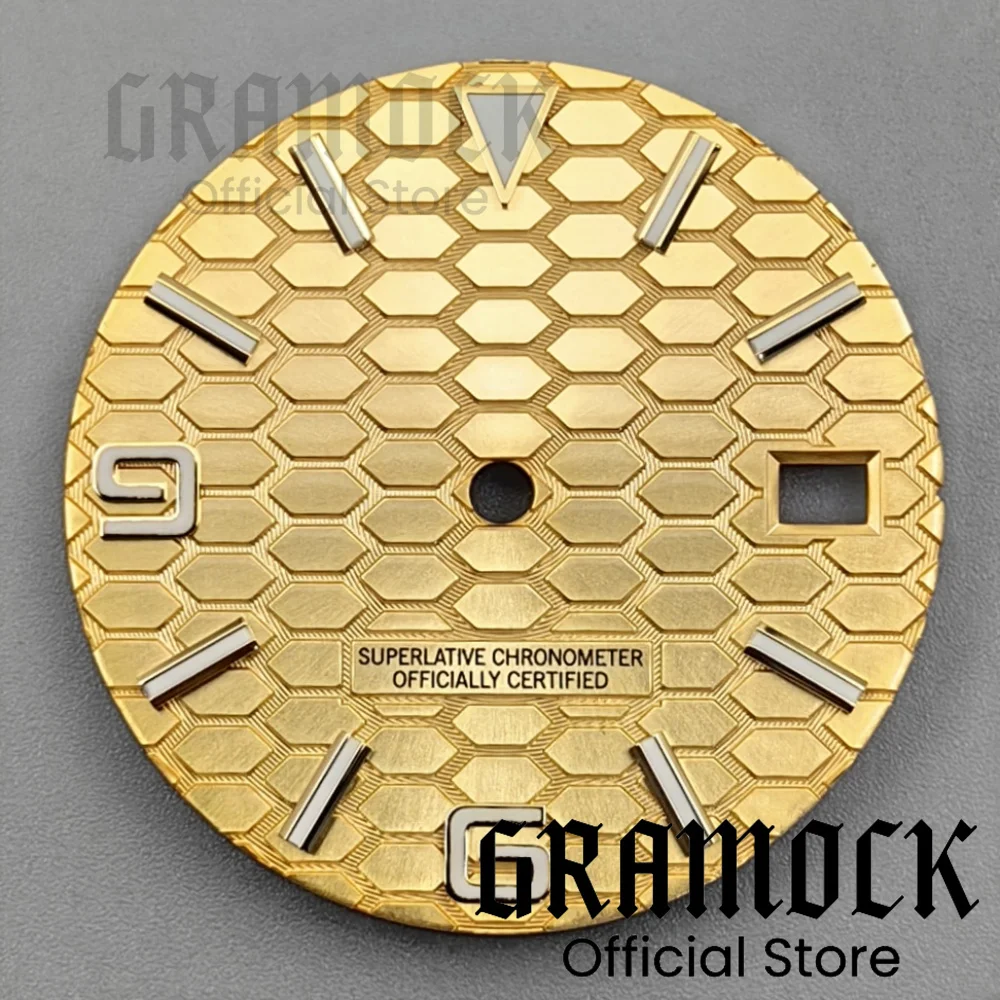 Фото Детали для часов Gramock 29 мм, циферблат земного типа, номерной знак со стрелками, зеленый/BGW9, светящийся, подходит для NH35, NH36, механизм, дата на 3 часа №4