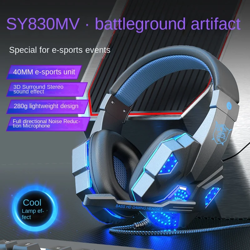 

Wired Headset with Soft Earmuffs,Gaming Headphones with Noise Cancelling Mic LED Light, Stereo Surround