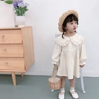 2022 spring autumn dress kid clothes peter pan collar lace puff sleeve childrens clothing girl dress for 1 6 years