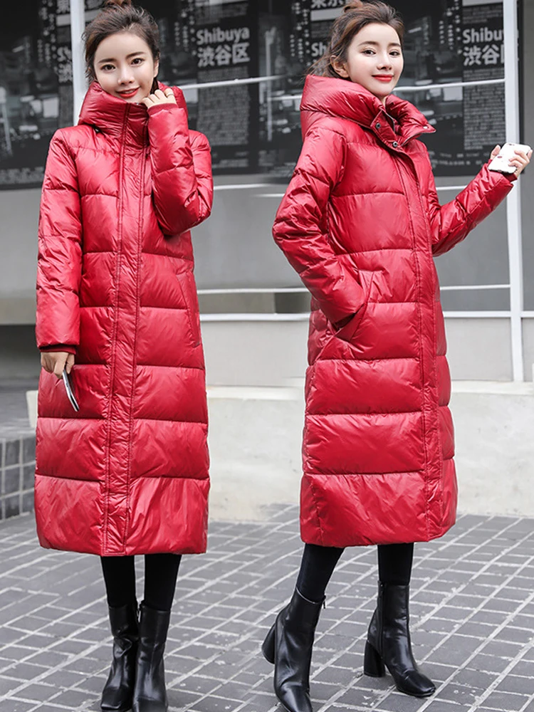 Women Winter Coat 2022 New Russian Style Thicken Duck Down Long Jackets Hooded Female Puffer Jackets Female Down Parkas -30℃