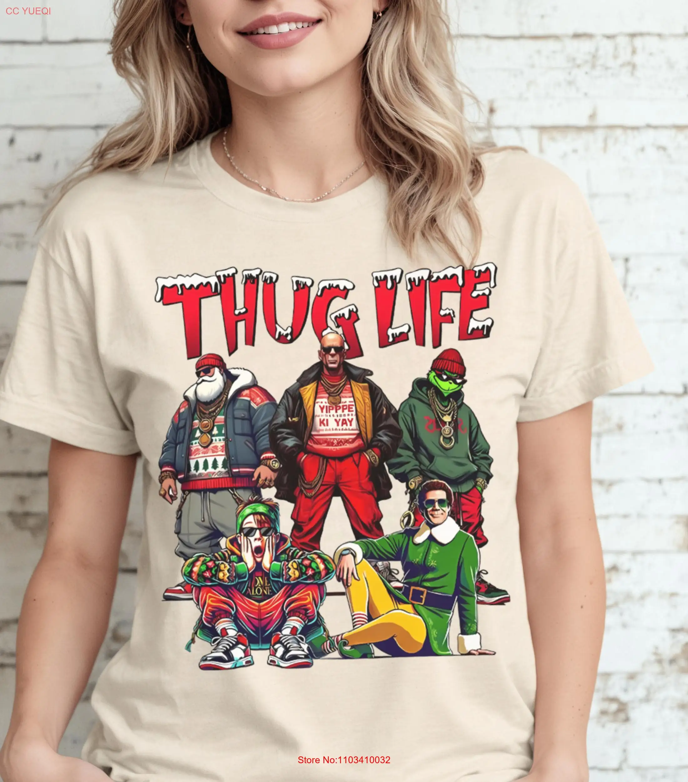 Рождественская футболка Thug Life с персонажем Xmas Funny Thief Movie длинными или короткими