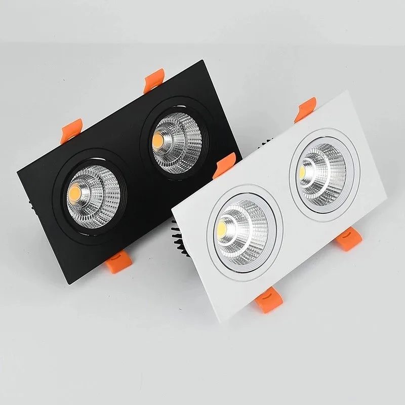 

1pcs double square Dimmable Led downlight light COB Ceiling SpotLight14W 20W 24W 30WLED ceiling recessed Lights Indoor Lighting