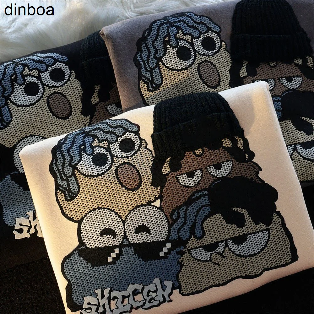 

Dinboa-new Spring and Autumn Cartoon Top Printing Round Neck Sweater Oversize Tide Brand Men and Women Casual Couple Jacket Top