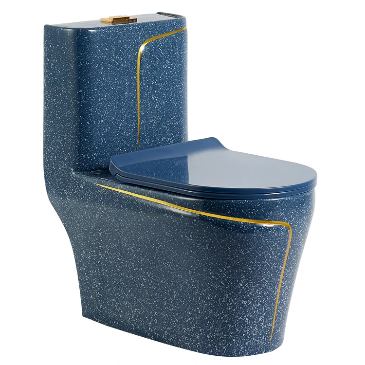 

Blue With White Spot Gold Line Wholesale Chinese One-piece Toilet Bowl