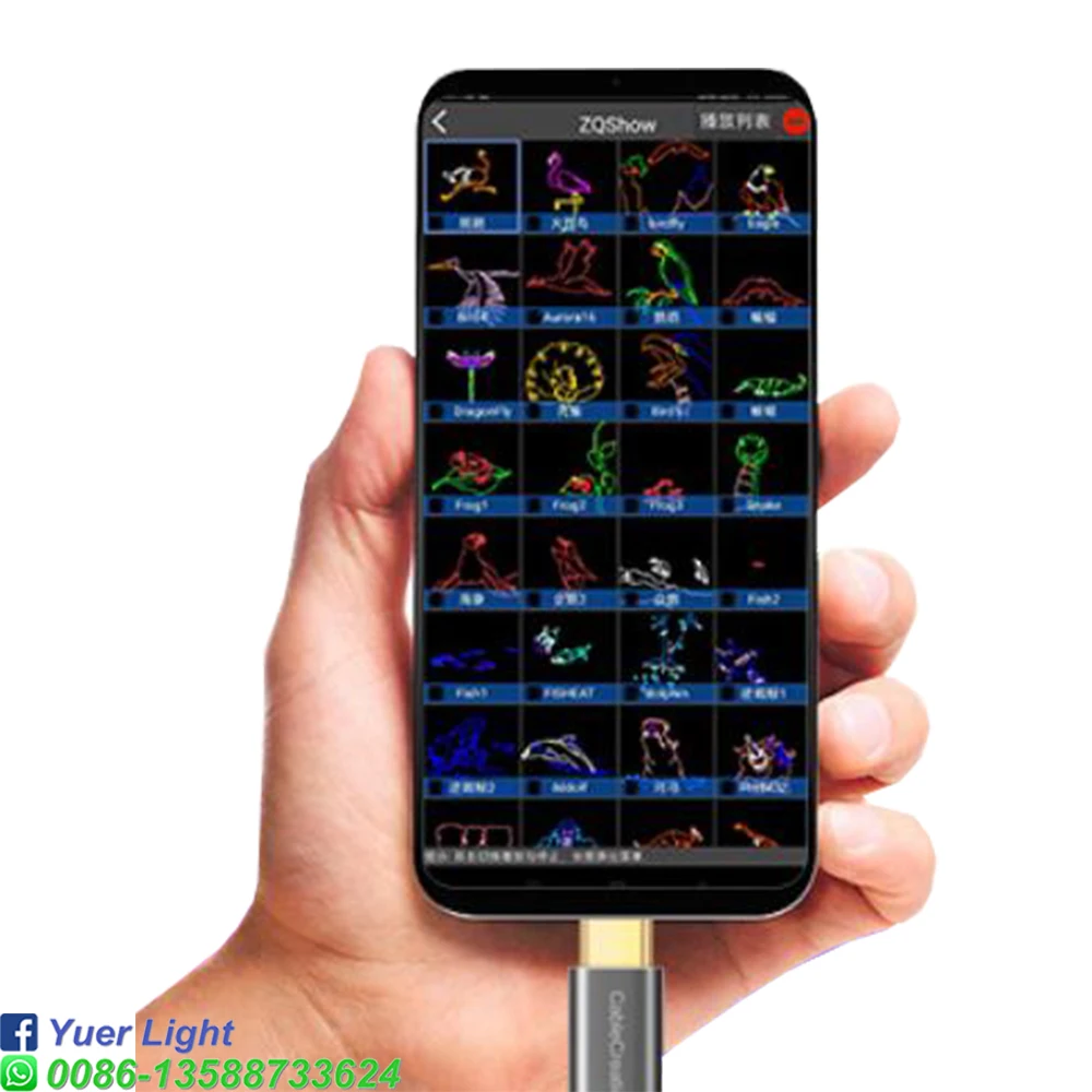 Яркий лазерный RGB-проектор YUER 2 Вт | Режимы управления через приложение DMX512 20K