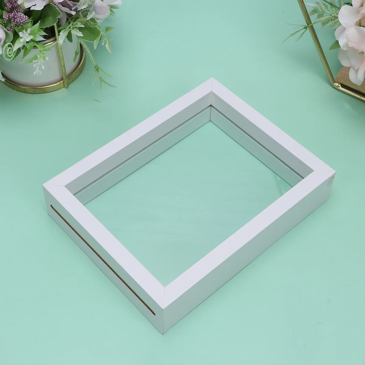 

DIY Stereoscopic Specimen Frame Double Sided Leaves Photo Frame Creative Table Decoration (White, 7 Inches)