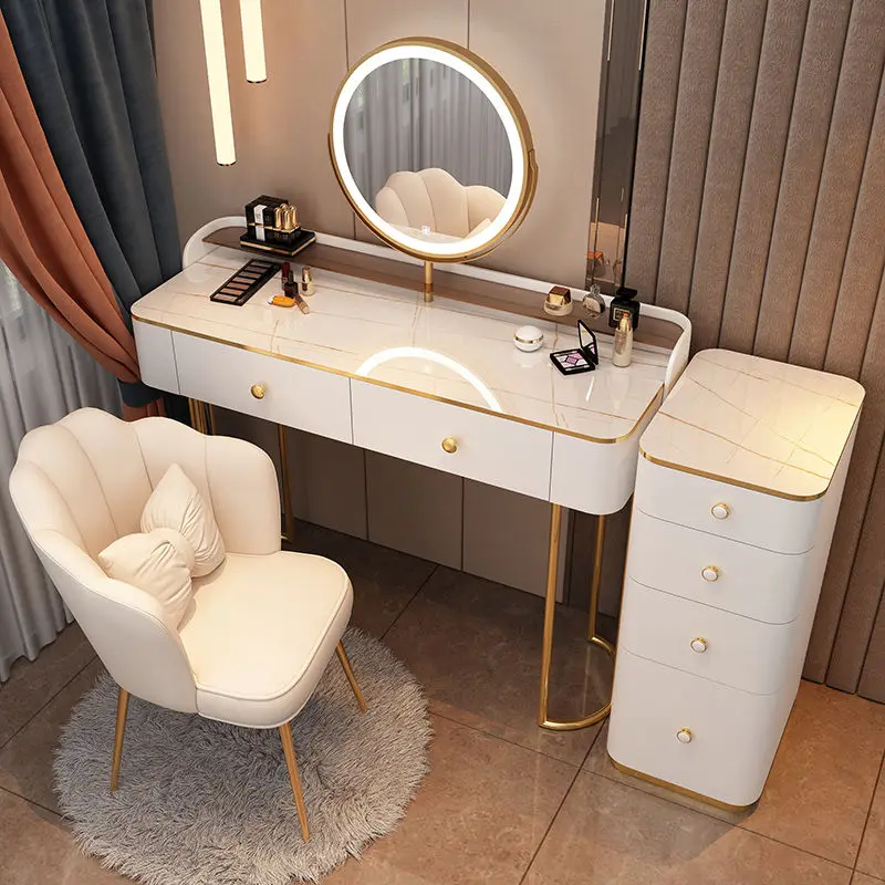 

Table Makeup with Lighted Mirror Dressing Table Light Luxury Modern Dressing Table Bedroom Small Apartment Storage Cabinet