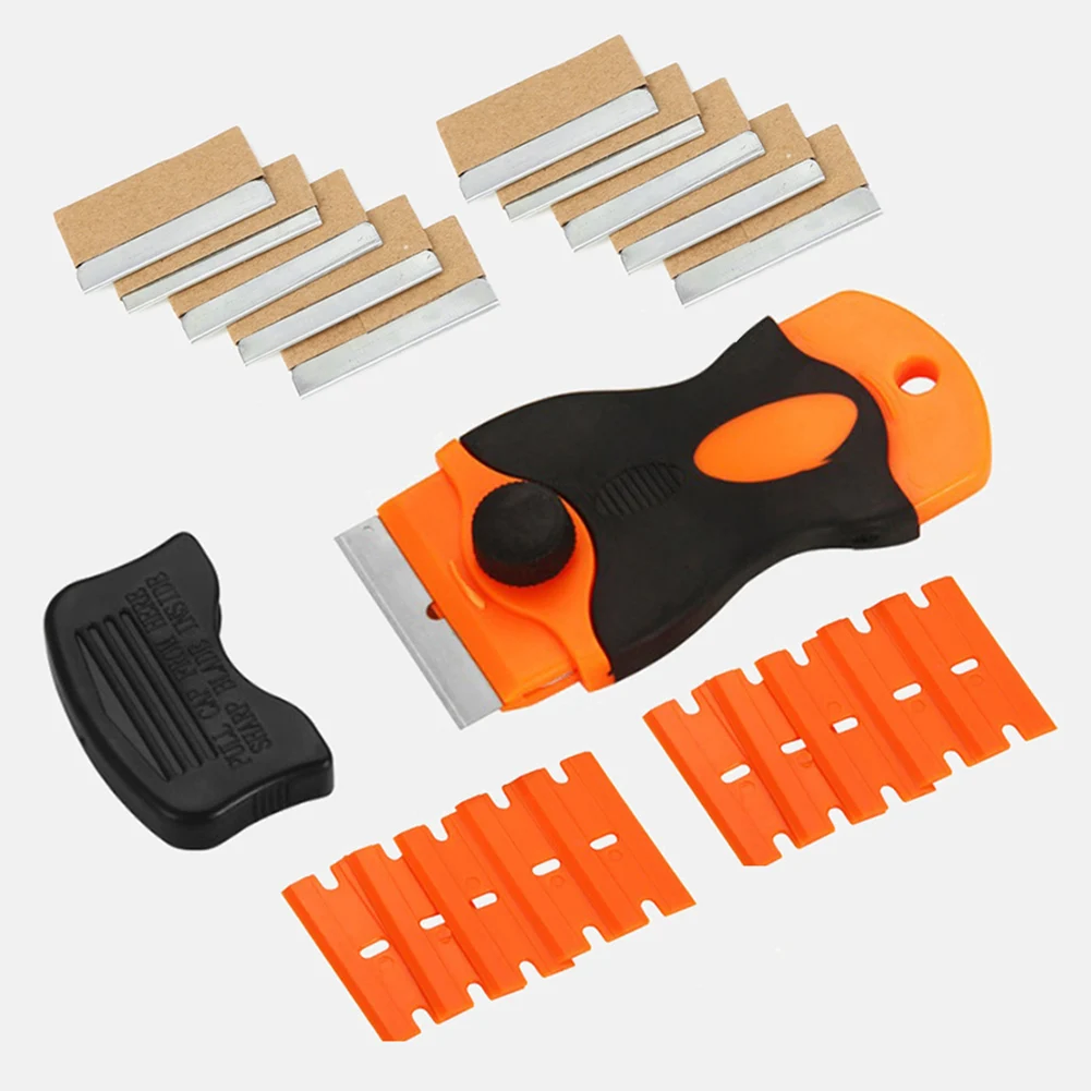 

21pcs Plastic/Metal Razor Blades Scraper Razor Scraper Blade Plastic Handle Edged Sticker Removal Cleaning Tool 110 X 45mm