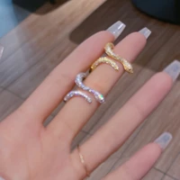 sparkling little snake rings 925 stamp shiny zircon for women girls party new trend elegant creative jewelry gifts