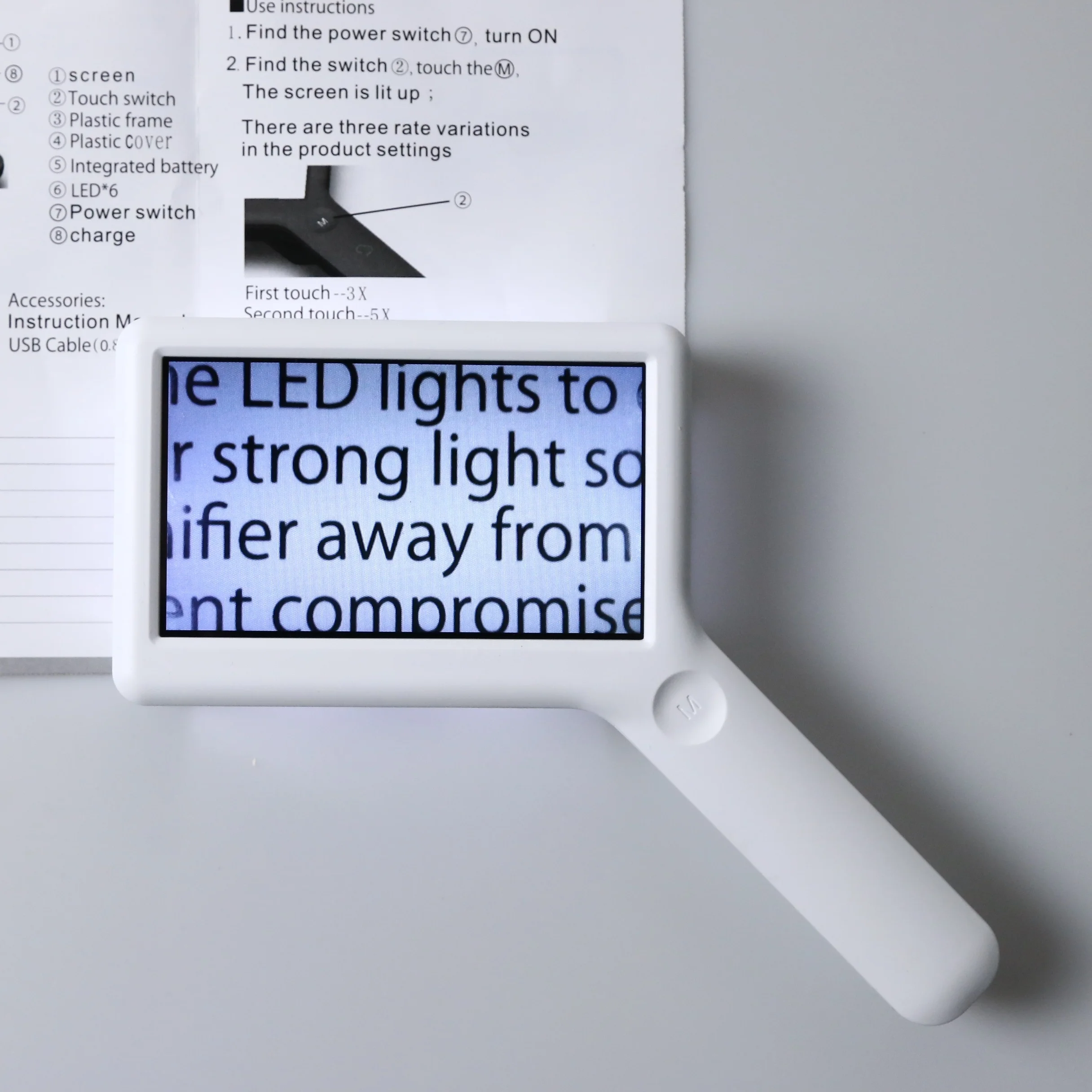 

Electronic Video Magnifier Reading Aide for Low Vision with 4.3 Inch Monitor