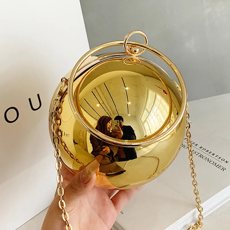 

Вечерние женские сумки с круглыми шариками, модные сумки с гладкой яркой поверхностью, клатчи, женские сумки через плечо, вечерняя сумочка н...