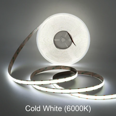 Суперъяркая Светодиодная лента COB 24 В, светодиодная лампочка 12 мм, лампочка COB, 600 светодиодов на метр, 3000K, 4000K, 6000K, 5 м, 10 м, 20 м для украшения дома