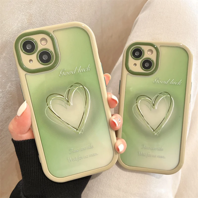 

Luxury Gradient Color Hard Phone Case For iPhone 13 11 12 Pro Max XS XR X Clear Love Heart Soft Back Cover