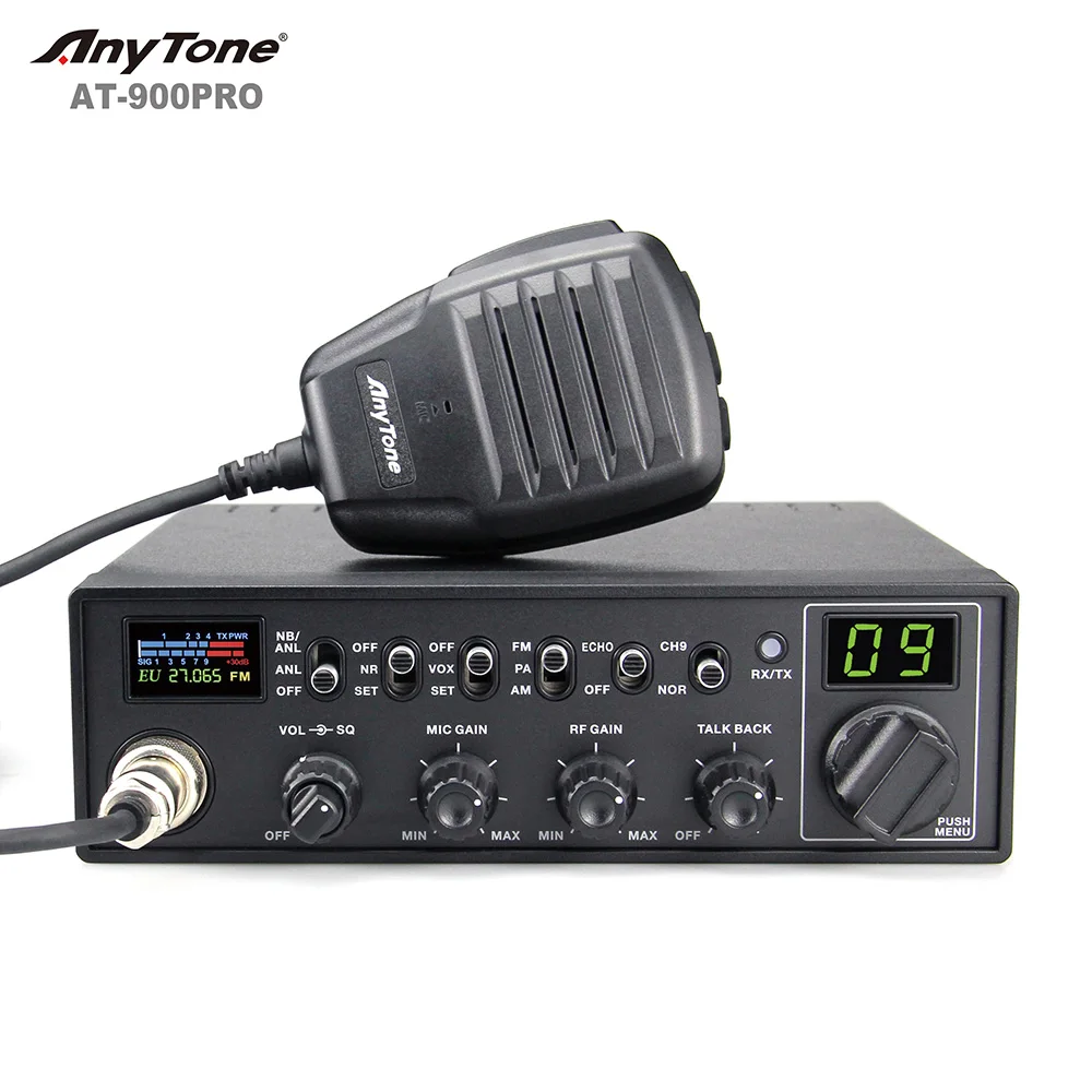 Фото Радиостанция Anytone AT-900PRO USA с погодным каналом, 27 МГц, CB-радио, AM/FM, двухсторонняя связь, 12/24В, рация дальнего действия для любительской радиосвязи №1