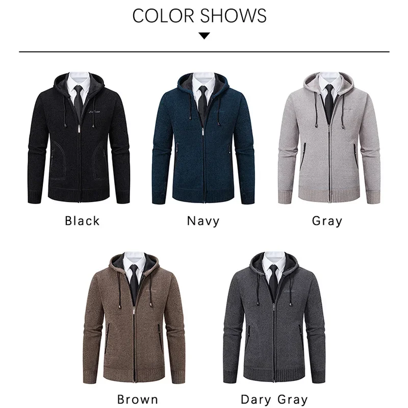 Повседневный мужской зимний свитер вязаная куртка приталенные флисовые куртки с