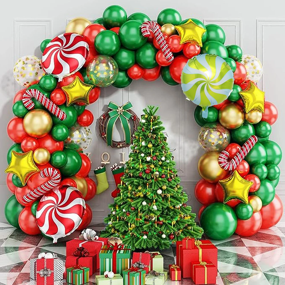 

Рождественская подсветка, зеленые, золотые, конфетти, латексные шары, конфеты, тростник, золотые звезды, фольга, украшения для нового года