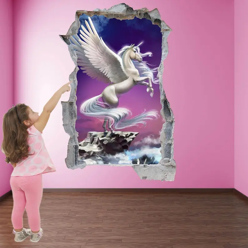 

Unicorn Pegasus Fantasy Wall Sticker Mural Decal Print Art Kids Girls Bedroom Decor A8
