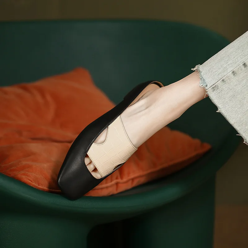 Retro Low-heeled Half Slippers Women's Summer 2022 New Muller Shoes