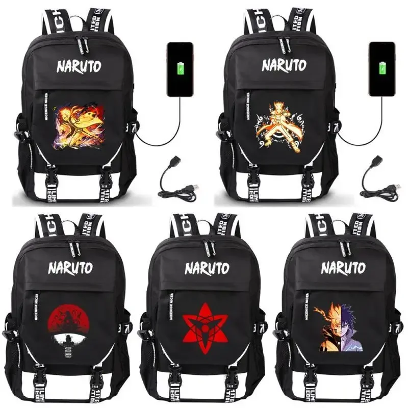 

Naruto School Bag Large Capacity USB Japanese Anime Peripheral Backpack Male and Female Student Backpack Sports Backpack