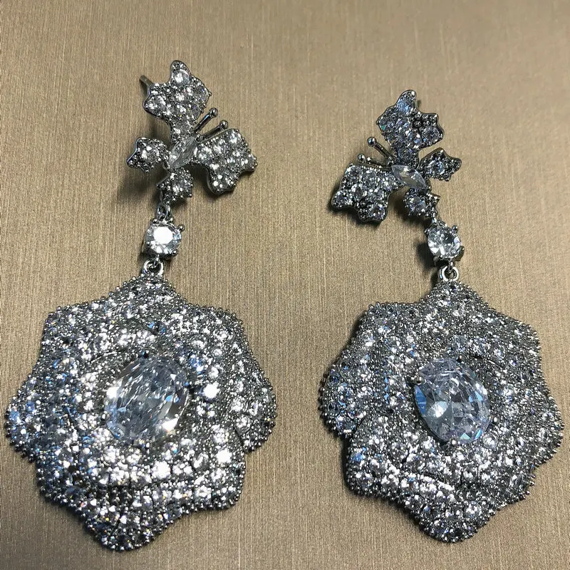 

Bilincolor Green Butterfly and Flower Earring for Women Wedding Jewelry