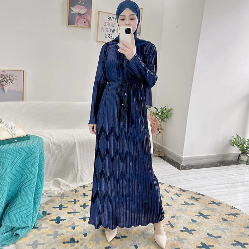 

Ramadan Eid Abaya Dubai Turkey Ladies Fashion Dress Pleated Noble Muslim Islamic Clothing Elegant Israel Party Evening Dress