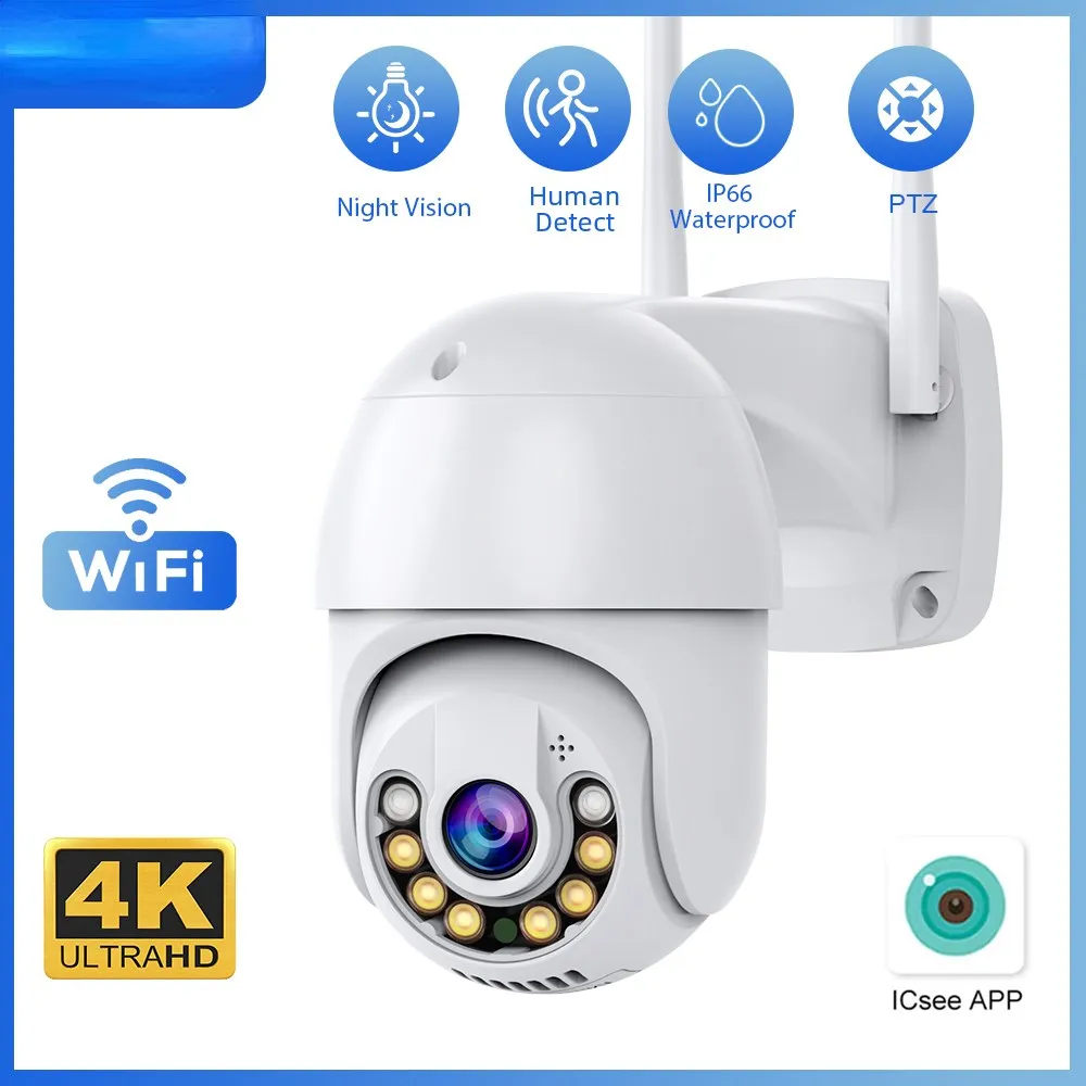 

8MP 4MP Wifi IP Cameras Outdoor 1080P Surveillance PTZ Cam Security Protection CCTV Auto Two Way Audio camara vigilancia Iptv