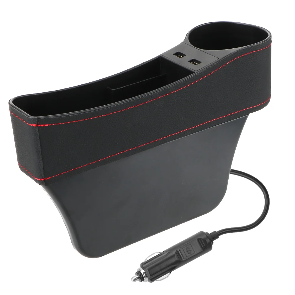 

Автомобильный зазор на сиденье, двойное зарядное устройство USB, держатель для чашек, органайзер для автомобильного сиденья, кожаные автомобильные аксессуары