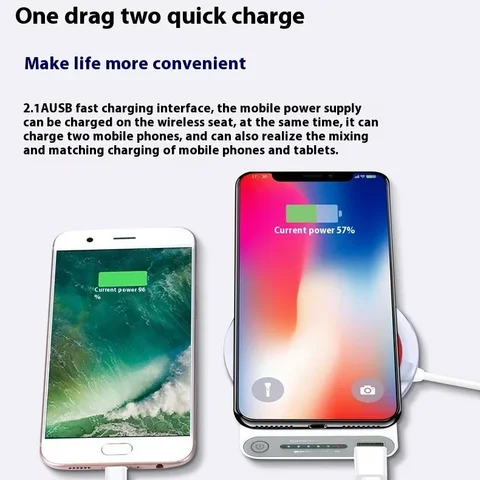 Новый портативный внешний аккумулятор Power Bank емкостью 20000 мАч, беспроводное зарядное устройство Qi PowerBank для iPhone X 8 Plus Samsung S10 S9 S8 Poverbank