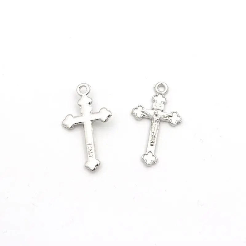 20 stücke 27mm Silber Farbe Italien Jesus Katholizismus Kreuz Metall Charm Anhänger Für Schmuck Machen Diy Armband Halskette Zubehör – Detail 5