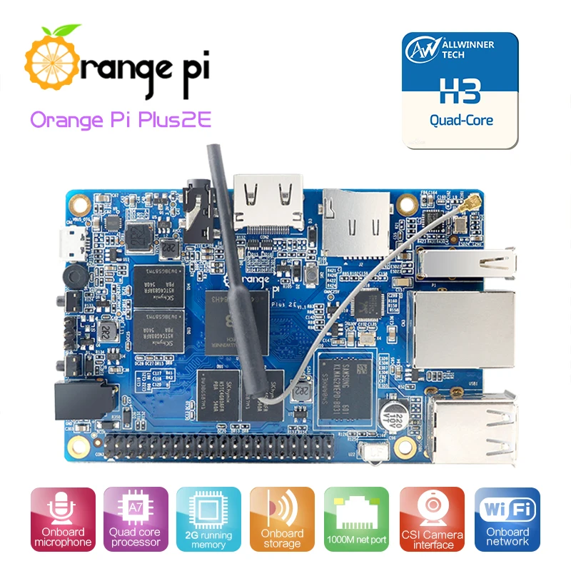 

Мини-ПК Orange Pi Plus 2E, ОЗУ 2 Гб, четырехъядерный процессор Allwinner H3 SoC Gigabit Wifi, плата SBC Orange Pi Plus2E, компьютер с одной платой
