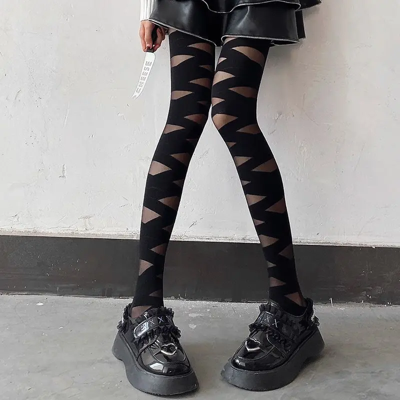 

Женские бархатные колготки Goth Lolita, мягкие чулки с перекрестными ремешками, костюмы в стиле панк, Симпатичные Чулочные изделия JK для девочек