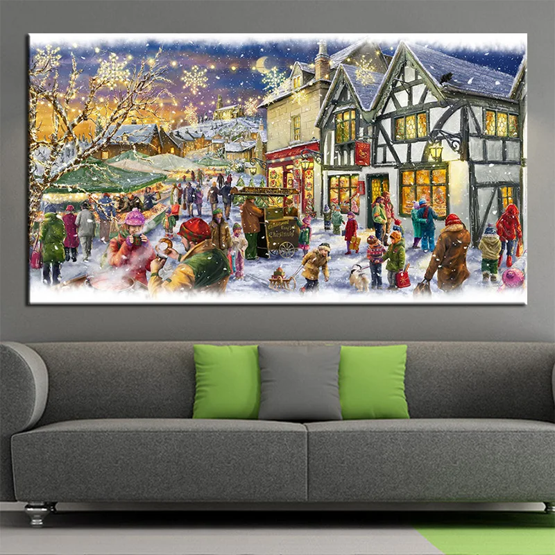 

Большой Алмазная 5D картина «сделай сам» на Рождество, полная вышивка, пейзаж, мозаика, вышивка, домашний декор, подарок R305
